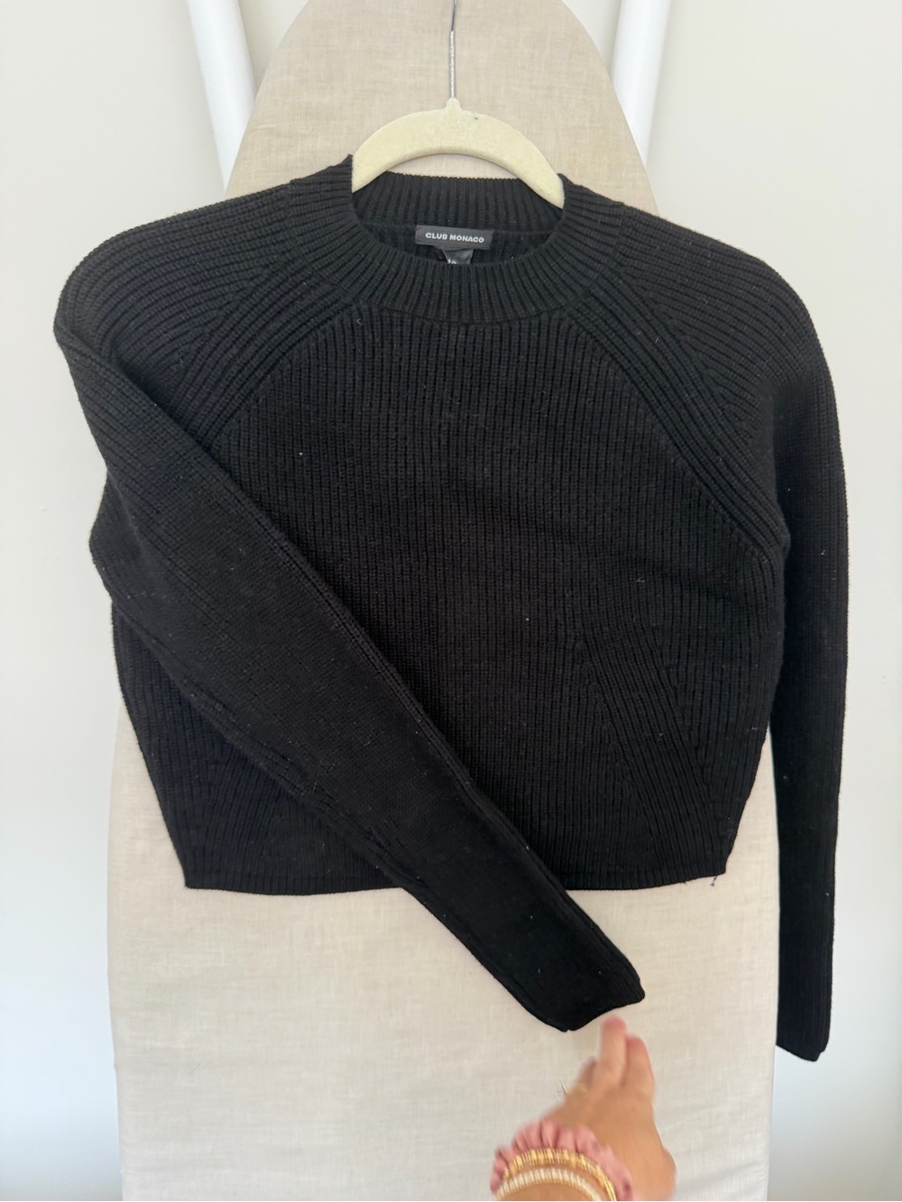 Club Monaco Black Ribbed Crew Sweater